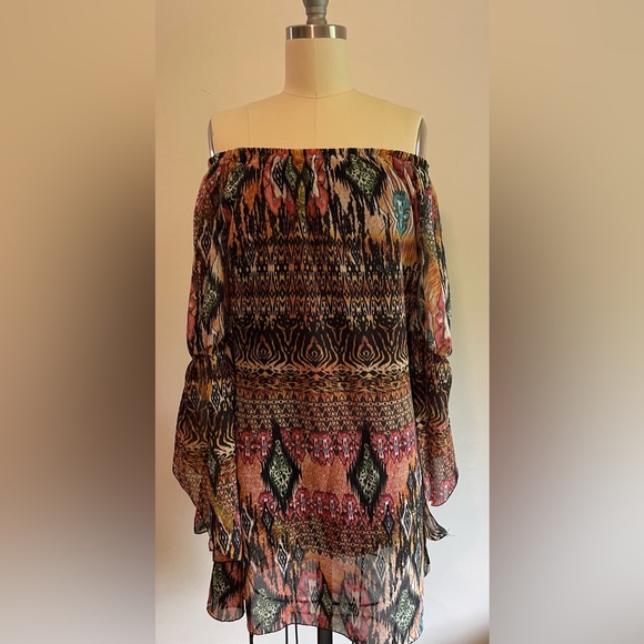 Multi Color Multi Pattern Boho Lightweight Dress - Picture 4 of 7